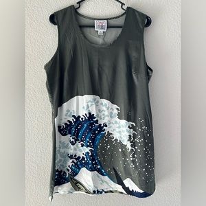 Green silk ocean waves blouse